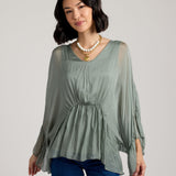Valeria Silk Blouse-Sage